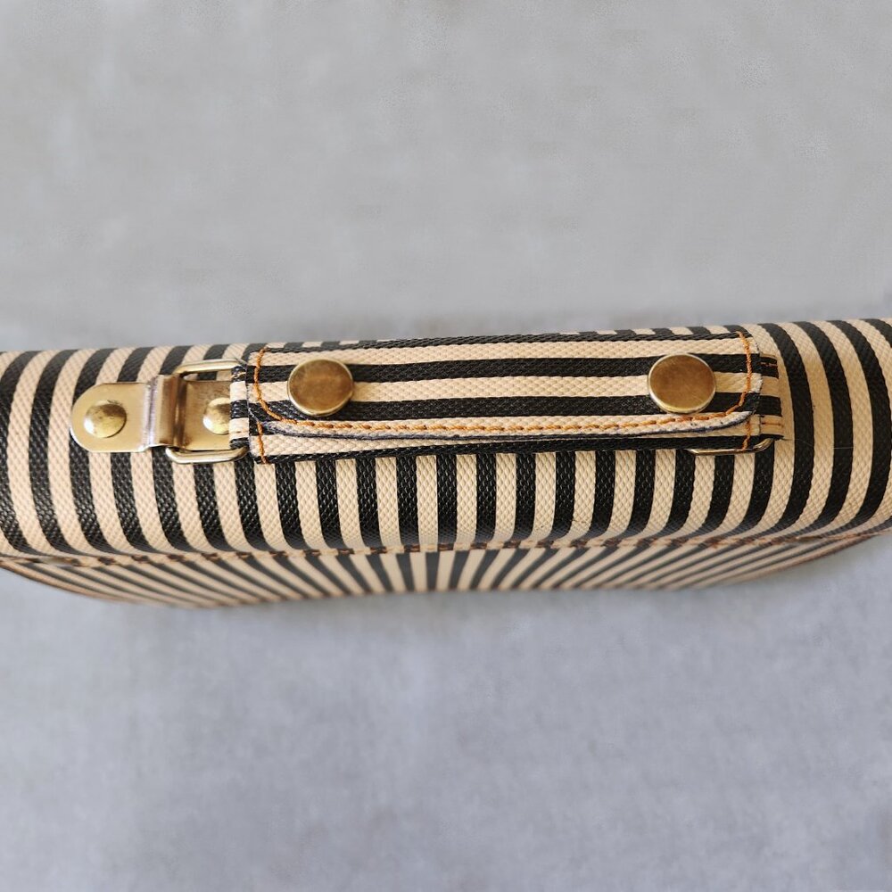 RARE 1970’s Vintage Striped Coated Leather Teens School Book Bag Satchel Korea - Picture 3 of 9